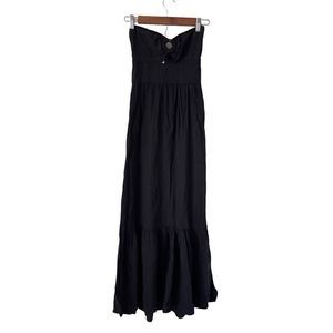 L* Space Melody Maxi Strapless Dress Linen Blend Black size S